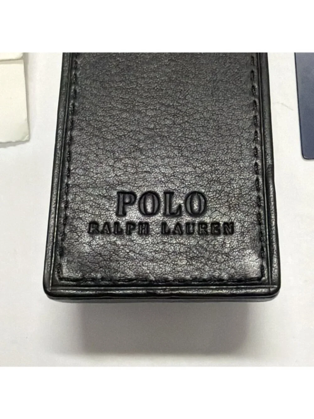 Polo Ralph Lauren Black Pebbled Leather Magnetic Money Clip